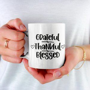 Gratefull Thankful and blesses Motivational coffee mug, Sublimation design print